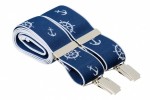 Navy Blue Trouser Braces with Nautical Design