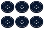Pack of 6 23mm Blue Buttons with 4 Holes