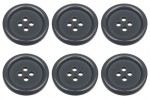 Pack of 6 23mm Grey Buttons with 4 Holes