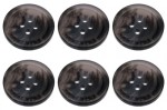 Pack of 6 Black Mock Horn Buttons 20mm