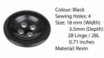 Pack of 6 Black Sew on Buttons for Braces Trousers