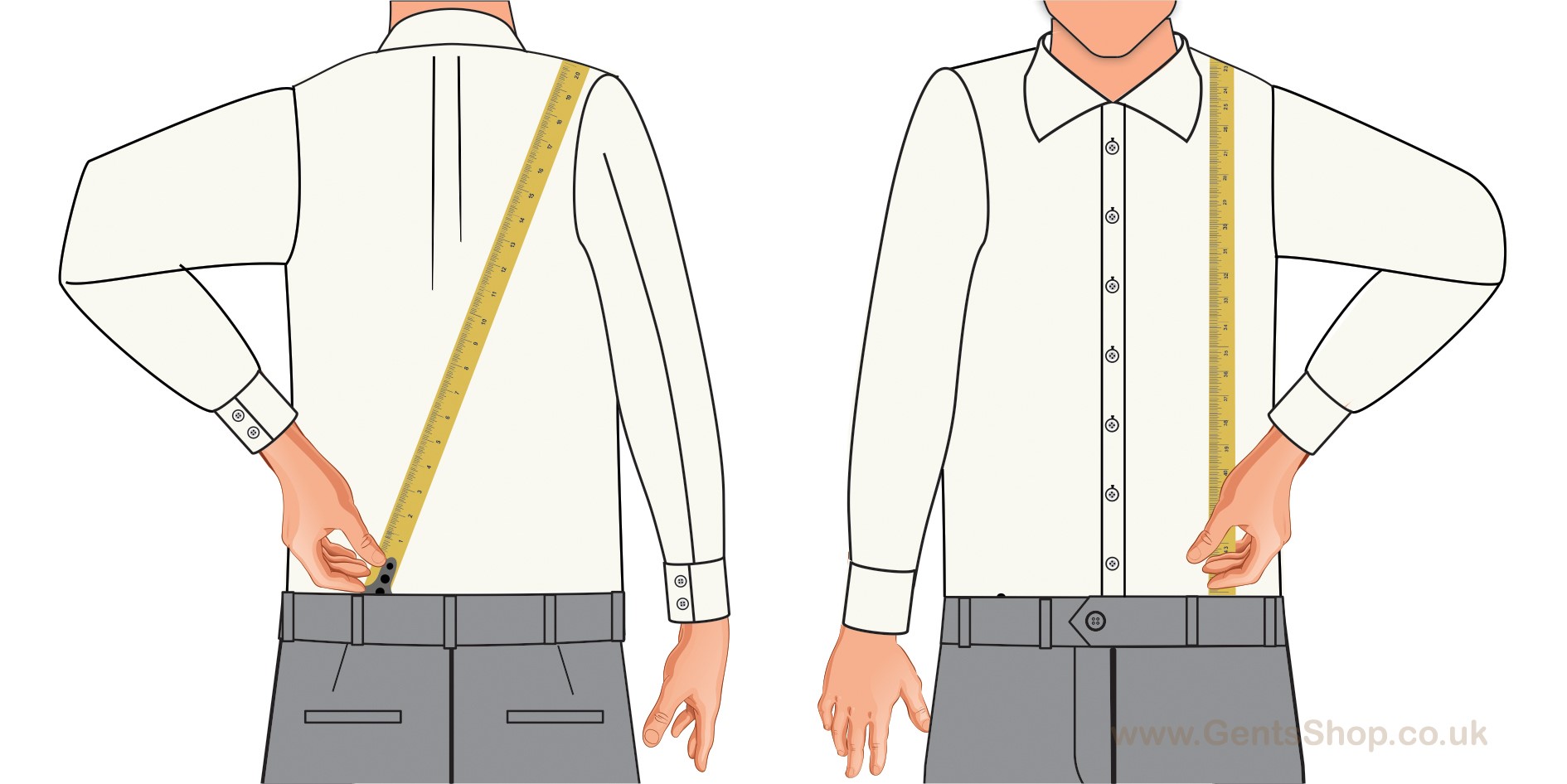 How to measure to ensure the correct size of trouser braces or suspenders for trousers. 