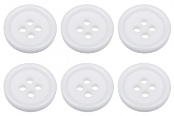 15mm Flat White Buttons with 4 Holes