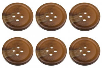 Pack of 6 Dark Brown Mock Horn Buttons 15mm