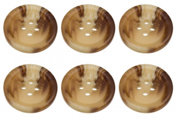 Pack of 6 Light Brown Mock Horn Buttons 15mm