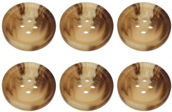 Pack of 6 Light Brown Mock Horn Large Buttons 23mm