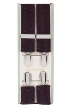 Patterned Trouser Braces  Navy Blue and Burgundy