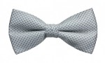 Polyester Pre-Tied Silver Grey Bow Tie with Check Pattern