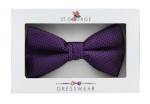 Polyester Pre-Tied Purple Bow Tie with Check Pattern