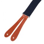 28mm Midnight Blue Slim Button on Trouser Braces with Dark Tan Leather Ends