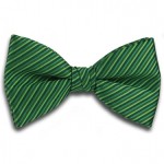 Plain Green Bow Tie with Diagonal Stripe