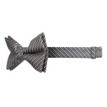 Grey and Black Bow Tie with Diagonal Stripe Design