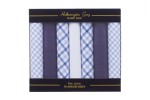 7 Pack Mixed Design Light Blue White and Navy Blue Handkerchiefs