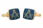 Masonic Blue Square & Compass Gold Colour Cufflinks