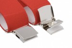 Plain Red Trouser Braces With Large Clips