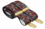 Burgundy Wine Mens Trouser Braces with Large Paisley Design