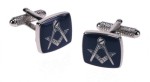 Masonic Blue Square & Compass Silver Colour Cufflinks