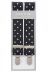 Black Trouser Braces with Large White Polka Dots
