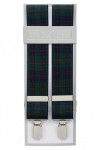 Green Tartan Elastic Trouser Braces With Silver Colour Clips