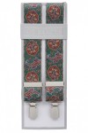 Mens Green Trouser Braces with Red Paisley Design