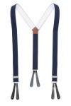 Classic Plain Blue Y Back Trouser Braces With Leather Ends by Gents Shop