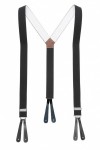 Classic Plain Black Y Back Trouser Braces With Leather Ends by Gents Shop