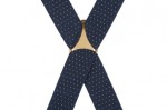 Blue Trouser Braces with Small White Polka Dot Design