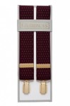 Maroon Trouser Braces with Small White Polka Dots