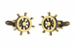 Burnished Gold Colour Ships Wheel Cufflinks