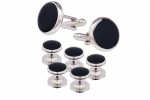 Black Insert Dress Stud and Cufflink Set