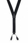 Black Button on Trouser Braces with Rolled Leather Ends