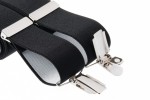 Black Braces for Trousers with 4 Silver Clips