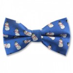 Blue Bow Tie With Festive Snowmen
