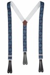 Blue Paisley Button Braces With Leather Ends