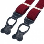 Burgundy and Navy Blue Polka Dot Button on Trouser Braces