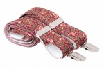 Burgundy Paisley Braces for Trousers with Silver Clips