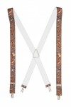 Country Themed Brown Trouser Braces with Pheasants and Dogs Silver Clips