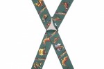 Country Themed Green Trouser Braces with Pheasants and Dogs Silver Clips