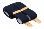 Dark Blue Trouser Braces With Gold Clips