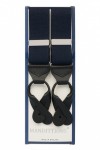 Midnight Blue Button on Trouser Braces with Rolled Leather Ends