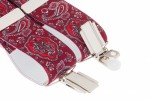 Deep Red Mens Trouser Braces with Burgundy Paisley Design