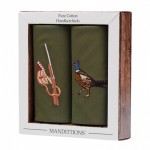 Embroidered Country Pheasant and Gun Handkerchiefs