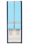 Light Blue Trouser Braces with 4 Silver Clips