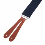 Midnight Blue Button on Trouser Braces with Dark Tan Leather Ends