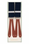 Midnight Blue Button on Trouser Braces with Dark Tan Leather Ends