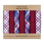 Mixed Plain Deep Red and Red White and Blue Patterned Hankies