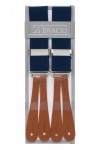 Navy Blue Button Braces With Tan Leather Ends