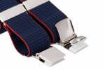 Navy Blue Polka Dot Trouser Braces With Large Clips