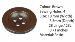 Pack of 6 Dark Brown Sew on Buttons for Braces Trousers