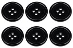 Pack of 6 20mm Black Buttons with 4 Holes